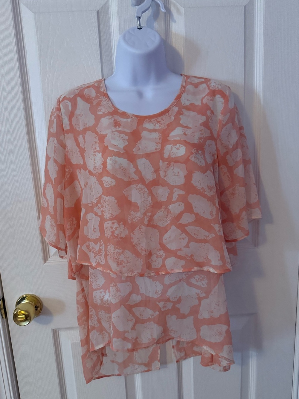 Bar III Peach and Cream Layered Chiffon Blouse